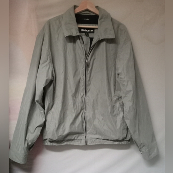 Claiborne Gray Windbreaker Jacket Lightweight Casual - Picture 1 of 4